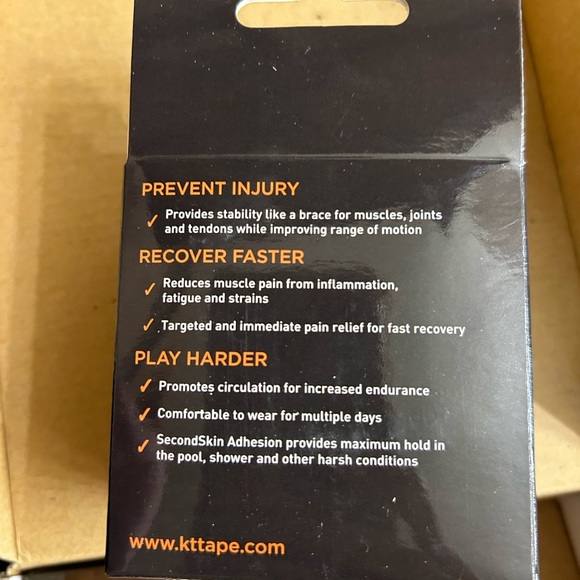 Physical therapy tape NEW KT Tape, NWT precut 1 box Elastic Sports Tape 20ct blk - Picture 3 of 4